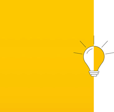 Illuminated Light Bulb On Yellow Background. Concept Of New Ideas, Different Ways Of Thinking. Vector Illustration