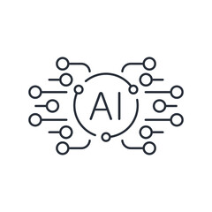 Electronic generation. Artificial intelligence. Vector linear icon isolated on white background.