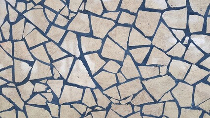 Patterns made by placing broken colored tiles in a row.