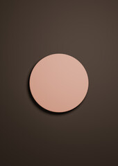 Dark brown 3d Illustration simple minimal product display background top view flat lay with one cylinder, circle podium or stand from above