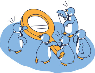 メインターゲットを正しく分析するチームのアイソメイラスト