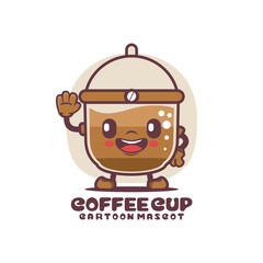 coffee cup cartoon mascot. drink vector illustration