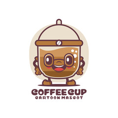 coffee cup cartoon mascot. drink vector illustration