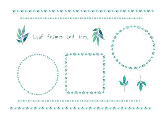 草木の水彩フレーム セット