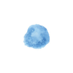 Abstract creative minimalistic bright blue watercolor stain isolated. Watercolor hand drawn texture for backgrounds