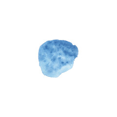 Abstract creative minimalistic bright blue watercolor stain isolated. Watercolor hand drawn texture for backgrounds