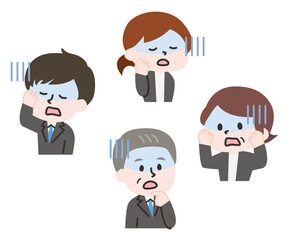 青ざめる会社員たちのイラストセット 
