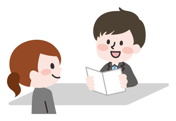 面接をする人物のイラスト 