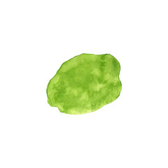 Abstract green watercolor stain, isolated. Watercolor hand drawn texture for backgrounds, cards, banner and flyers
