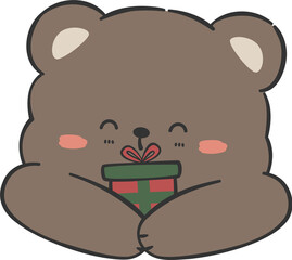 cute bear hold a gift box cartoon element
