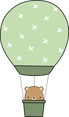 cute bear in hot air balloon cartoon element