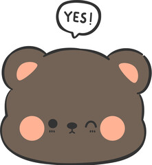 cute bear head cartoon element