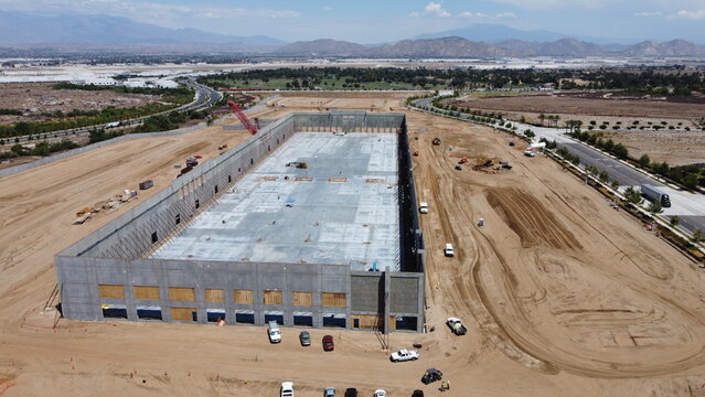 Aerial photos of an under construction warehouse