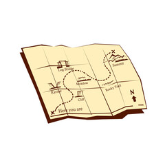 Obraz premium Map of Trail with X Marks The Spot Woodcut