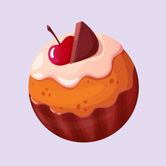 cupcake cake of round shape in cartoon style. game interface