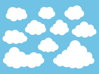 シンプルなもこもこ雲のアイコンイラストセット