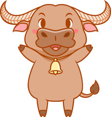 Cartoon cute buffalo.