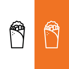 Kebab Vector Icon in Outline Style. Kebab is usually made of lamb and beef, various skewered meat dishes from Turkey. Vector illustration icon can be used for an app, website, or part of a logo.	