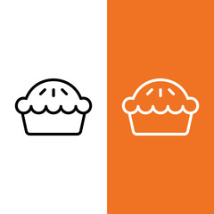 Pie Vector Icon in Outline Style. A pie is a baked dish usually made from a pastry dough casing filled with various sweet or savory ingredients. Vector illustration icon for app, website, or logo.