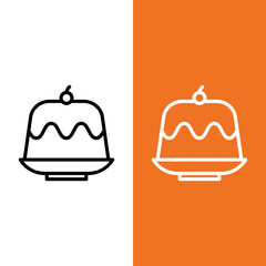Pudding Vector Icon in Outline Style. Pudding is a popular dessert and snack. It tastes sweet, and comes in many flavors.. Vector illustration icon can be used for an app, website, or part of a logo.
