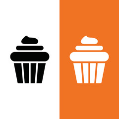CupCake Vector Icon in Glyph Style. A cupcake is a small cake designed to serve one person, which may be baked in a small thin paper or aluminum cup. Vector illustration for app,  Website, or Game