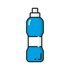 Plastic container with water isolated sport flask outline icon. Vector blue bottle with refreshing fresh drink, drinking equipment. Metal container, athlete accessory, fitness training attribute