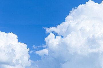 Closeup rain cloud over blue sky background, nature background, weather and season concept