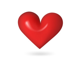 Inflated realistic 3d heart vector illustration isolated on white