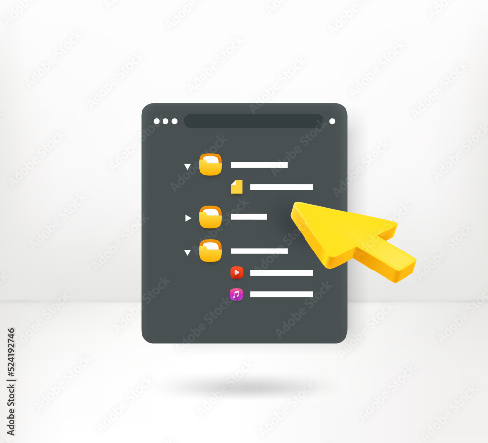 Poster Searching a file in a folder. 3d vector concept