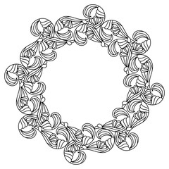 Coloring book. Hand drawn frame in doodle style. Ornate decor design elements. Black and white vector background