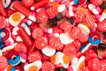Tasty mix of jelly colorful candies.
