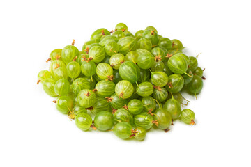 A group of gooseberries isolated on a white background.