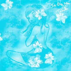 background with a Tahitian woman 