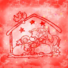 christmas greeting card with christmas tree