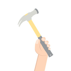 Hand Holding Hammer Left Handed Construction Tools