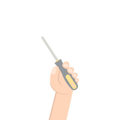 Hand Holding Screwdriver Left Handed Construction Tools