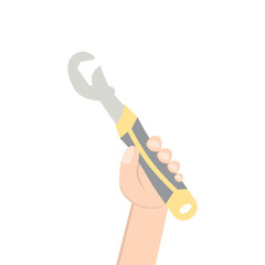Hand Holding Mechanical Wrench Left Handed Construction Tools
