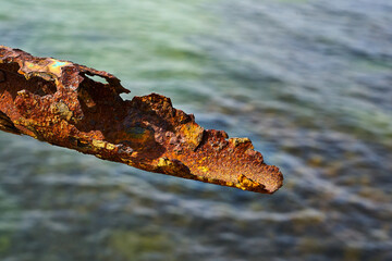 Corrosion of metal. Rusty pipe.