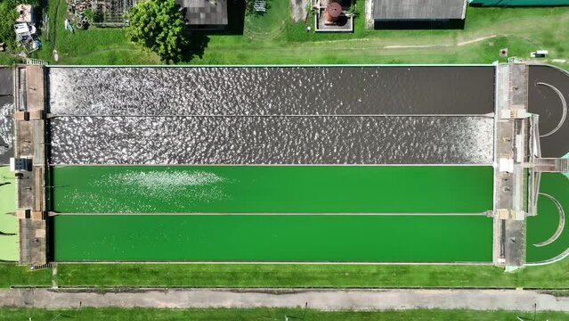 Water Treatment at electricity Plant Recycle waste water Industrial water treatment. Renewable wastewater clean technology claritier tank Sludge Recirculation treatment. Save water environment concept