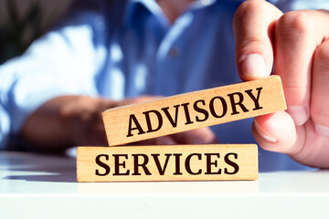Wooden blocks with words 'Advisory Services'. Business concept