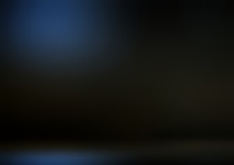 Black empty room defocus background 3d. Dark blue sheen on polished wall and floor.