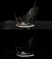 3D illustration of a water splash crown with alpha channel