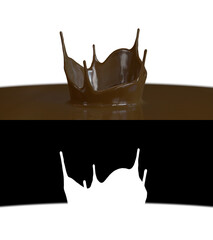 3D illustration of a chocolate splash crown with alpha channel