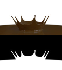 3D illustration of a chocolate splash crown with alpha channel