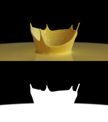 3D illustration of a orange juice splash crown with alpha channel