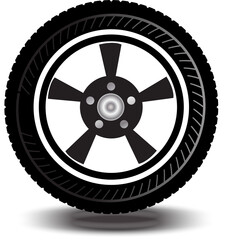 Tires and black alloy wheels. png. files. For designing banners, advertisements.