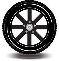 Tires and black alloy wheels. png. files. For designing banners, advertisements.