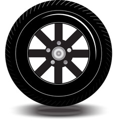 Tires and black alloy wheels. png. files. For designing banners, advertisements.
