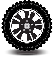 Tires and black alloy wheels. png. files. For designing banners, advertisements.