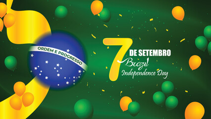7 September brazil independence day illustration with national flag background